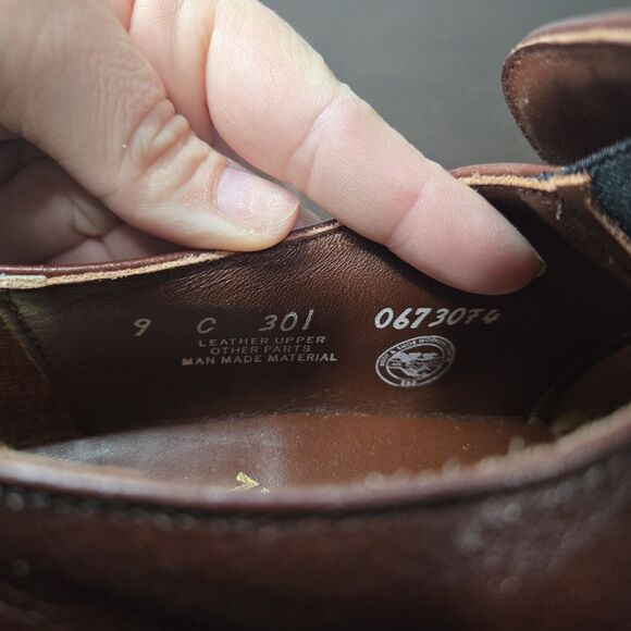 Vintage Mason Shoes Velvet Eez Mens Dress Loafer Leather Size 9C Boot&Shoe Union - Picture 6 of 8